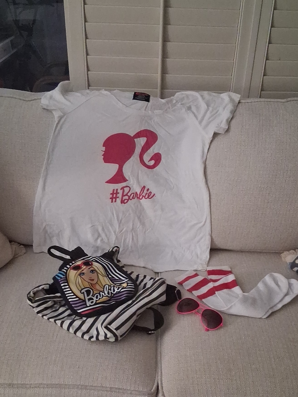 Barbie White Tee with Pink Barbie Silhouette